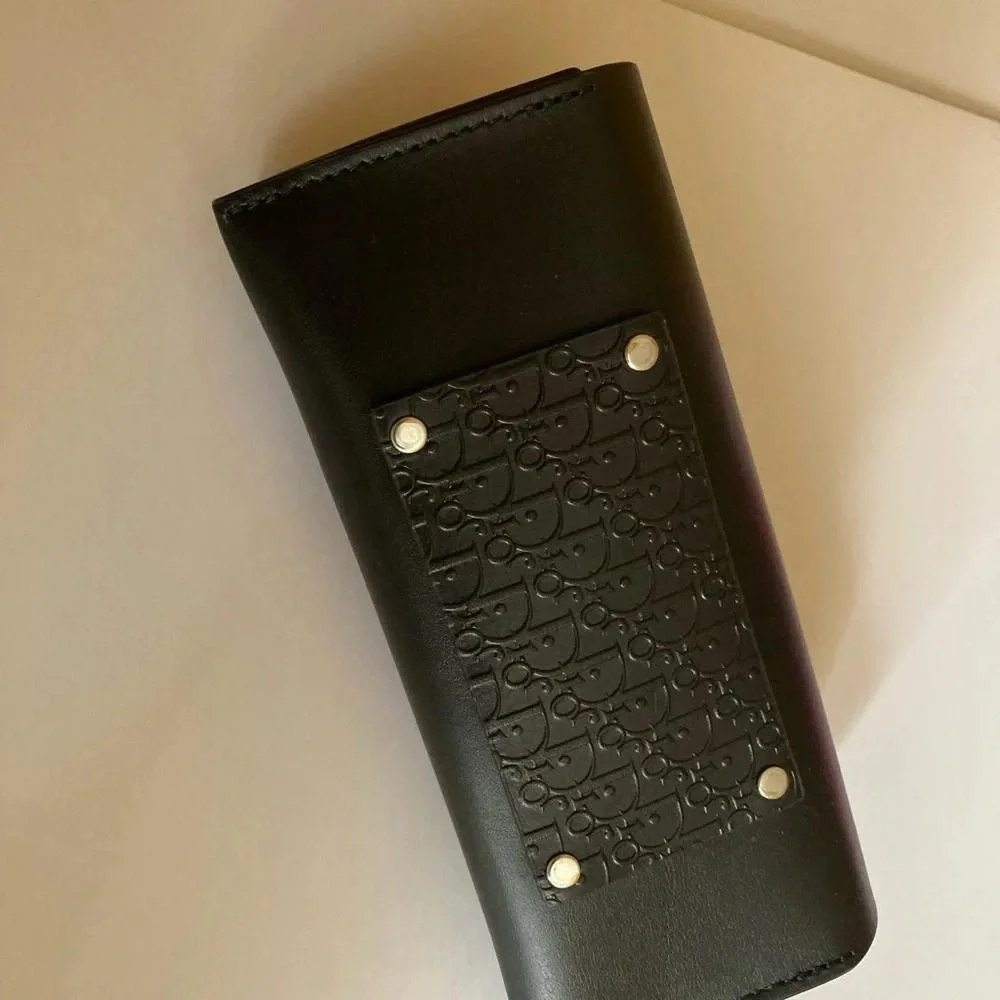Dior Black Embossed Leather Sunglasses Case - Picture 4 of 4